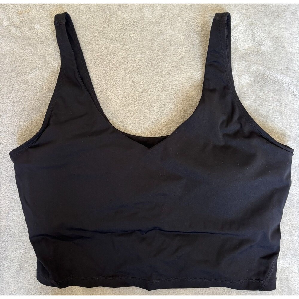 Black Longline Sports Bra 2X Plus Size V Neck Wireless Yoga Gym Stretch